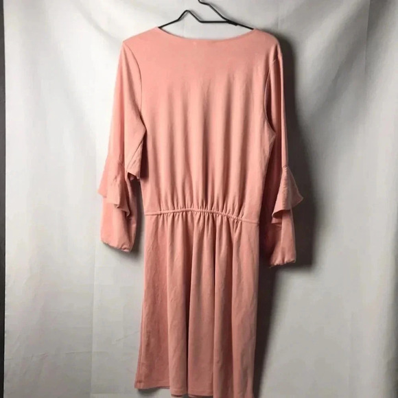 NWT HALSTON DRESS W/ FLOUNCE ALEEVE WOMENS SIZE SMALL PINK QUARTZ COLOR - Picture 12 of 13
